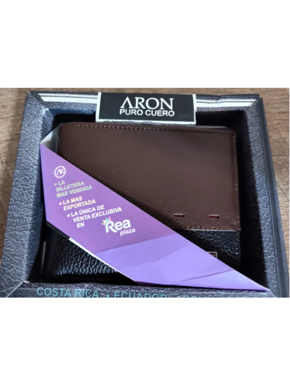 ARON Men's Black and Brown Bifold Wallet